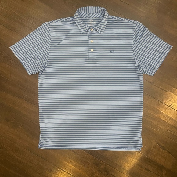 SOUTHERN TIDE Performance Polo Stripes Blue Preppy Golf Classic Shirt Size Large - Picture 9 of 12